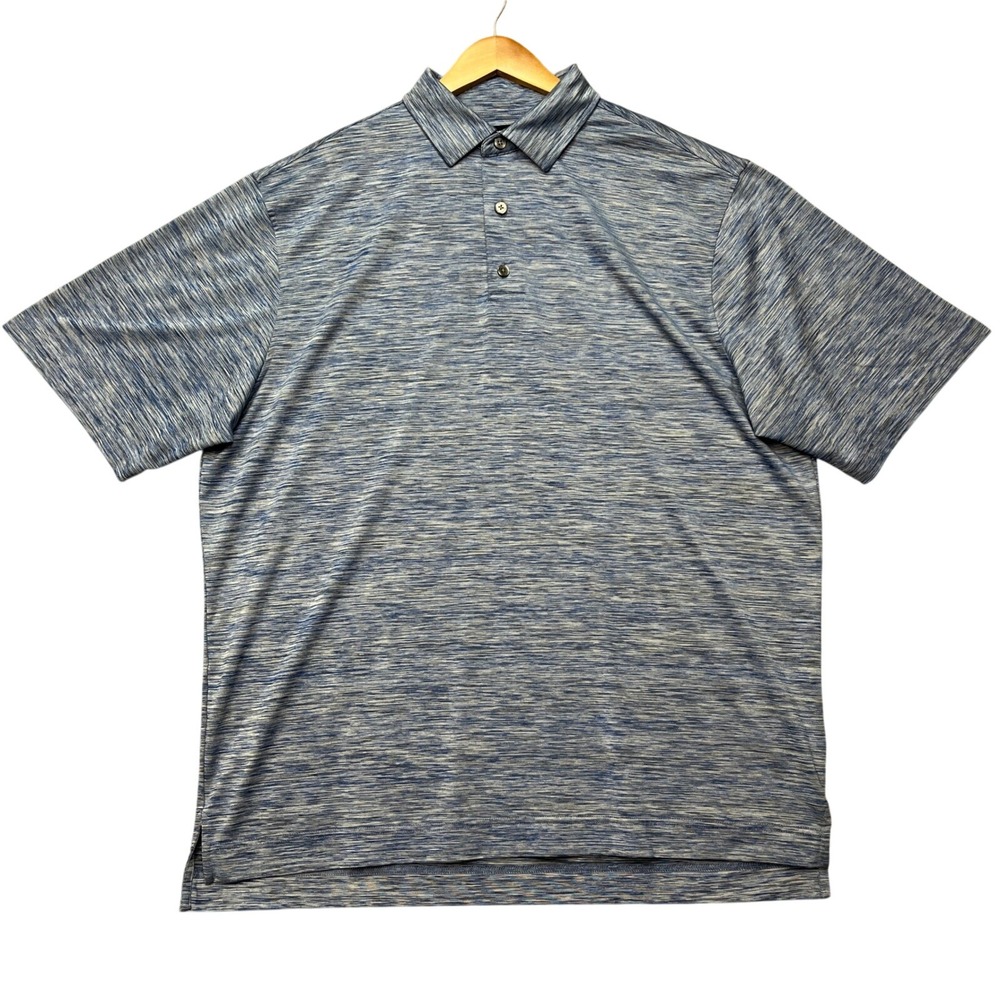 FootJoy Polo Shirt Mens XL Blue Space Dye Performance Stretch Short Sleeve‎ Golf